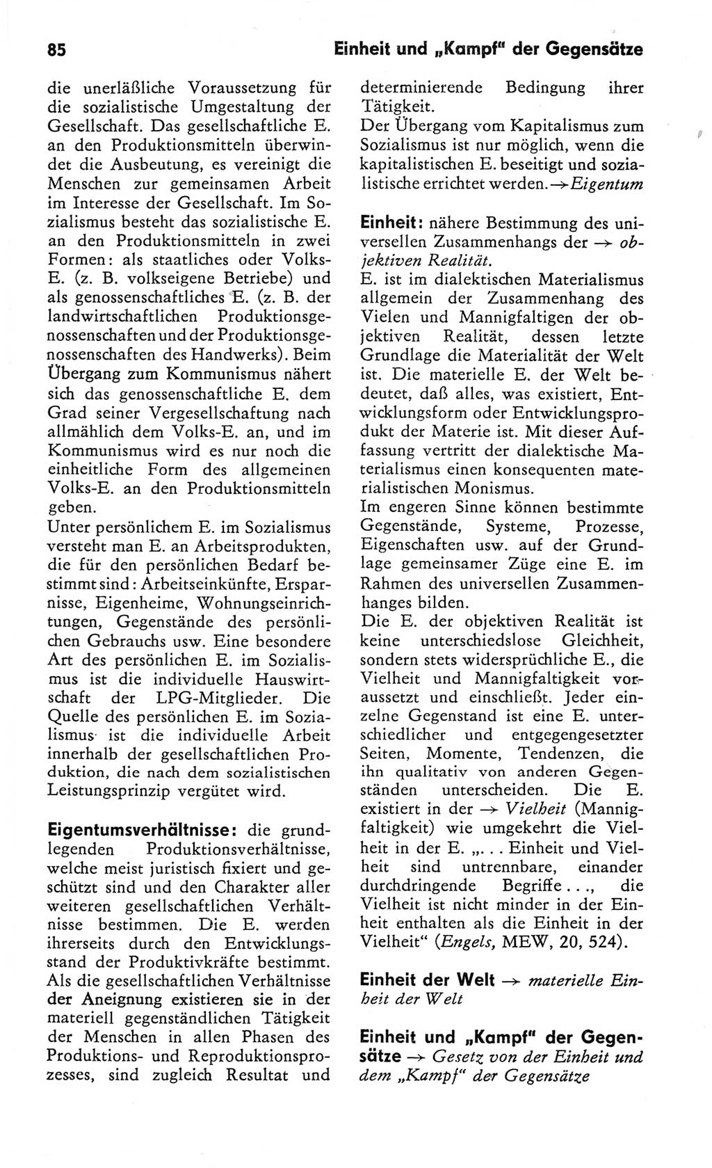 Kleines Wörterbuch der marxistisch-leninistischen Philosophie [Deutsche Demokratische Republik (DDR)] 1982, Seite 85 (Kl. Wb. ML Phil. DDR 1982, S. 85)
