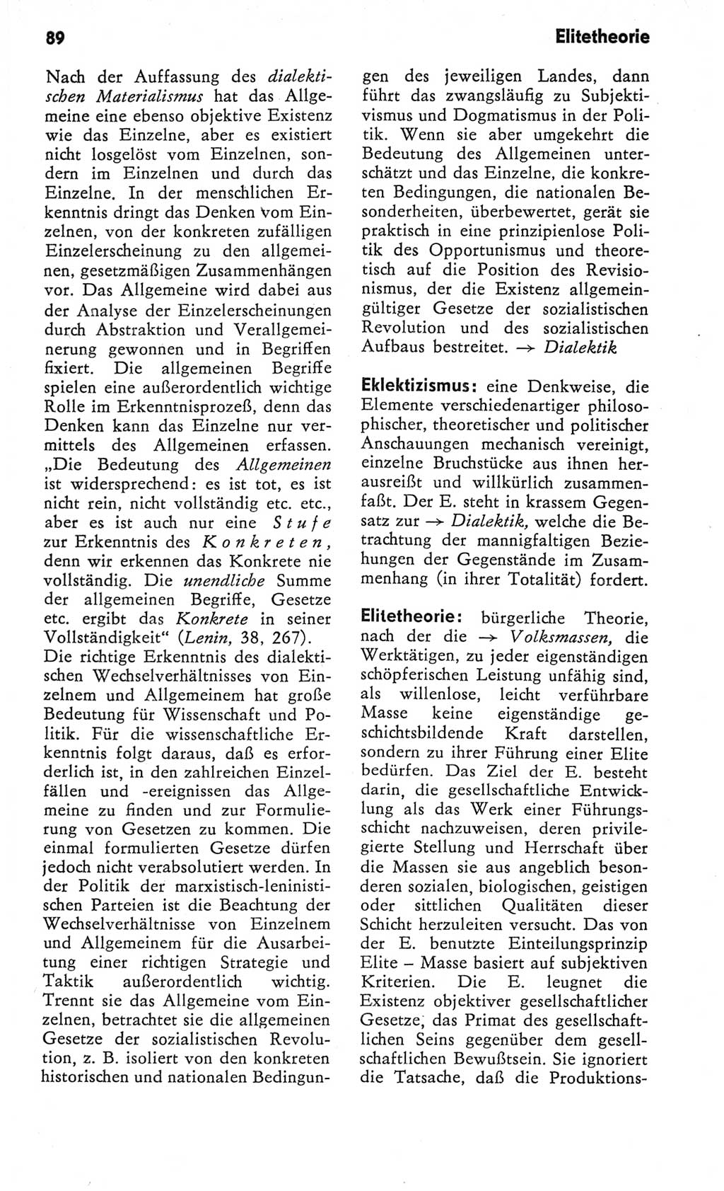 Kleines Wörterbuch der marxistisch-leninistischen Philosophie [Deutsche Demokratische Republik (DDR)] 1982, Seite 89 (Kl. Wb. ML Phil. DDR 1982, S. 89)