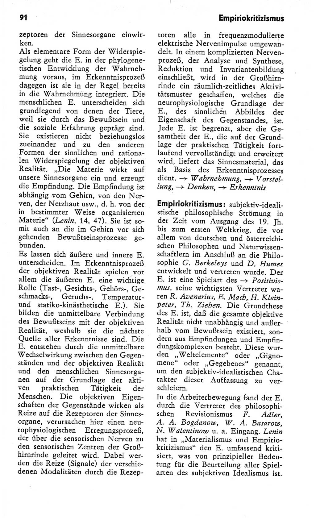 Kleines Wörterbuch der marxistisch-leninistischen Philosophie [Deutsche Demokratische Republik (DDR)] 1982, Seite 91 (Kl. Wb. ML Phil. DDR 1982, S. 91)