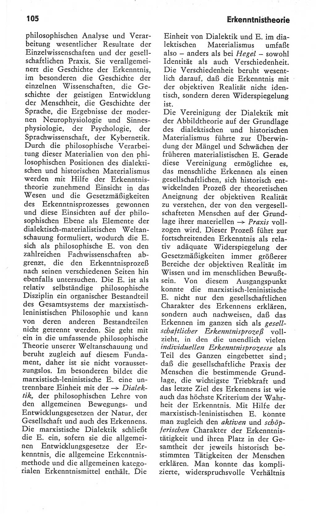 Kleines Wörterbuch der marxistisch-leninistischen Philosophie [Deutsche Demokratische Republik (DDR)] 1982, Seite 105 (Kl. Wb. ML Phil. DDR 1982, S. 105)