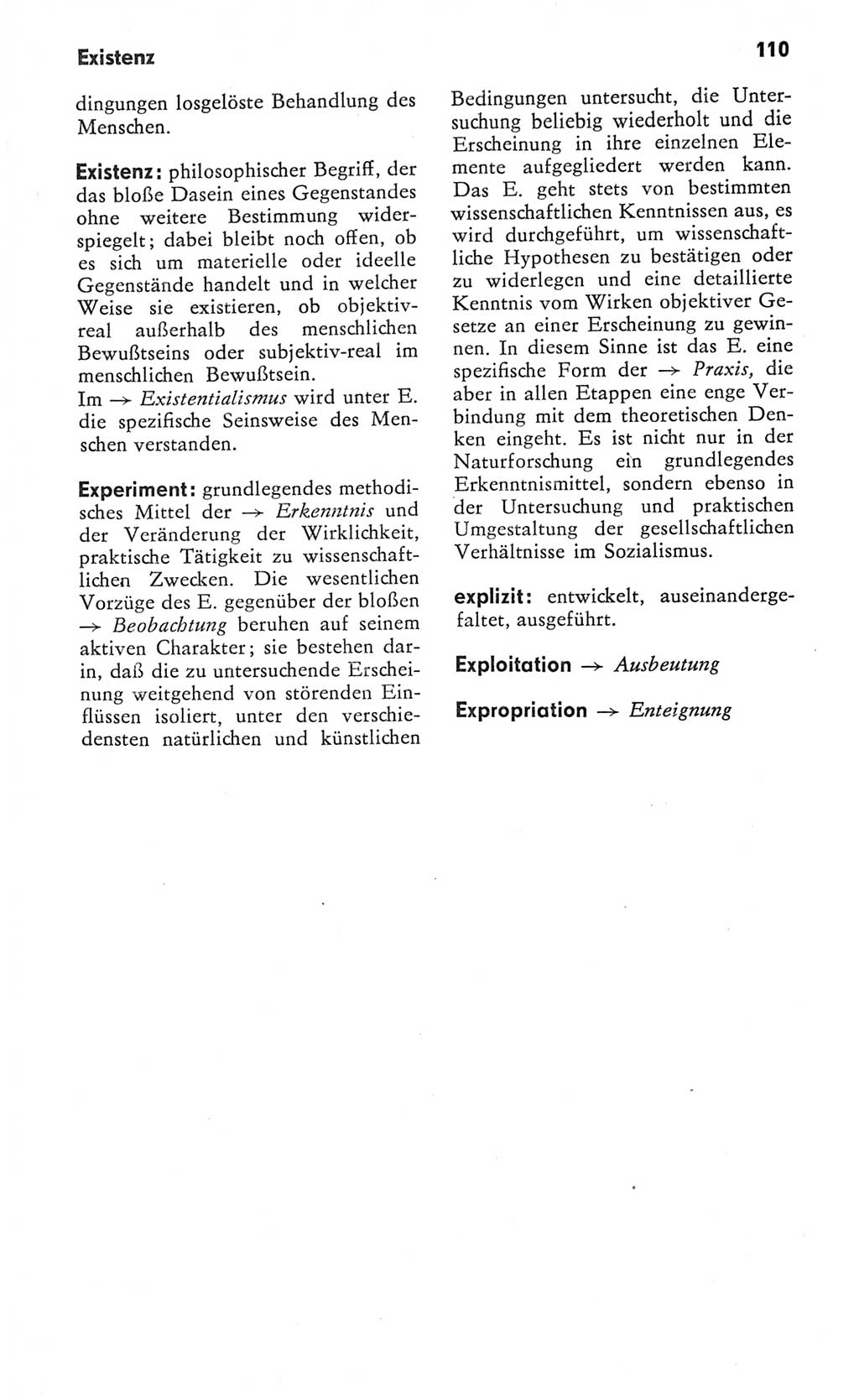 Kleines Wörterbuch der marxistisch-leninistischen Philosophie [Deutsche Demokratische Republik (DDR)] 1982, Seite 110 (Kl. Wb. ML Phil. DDR 1982, S. 110)