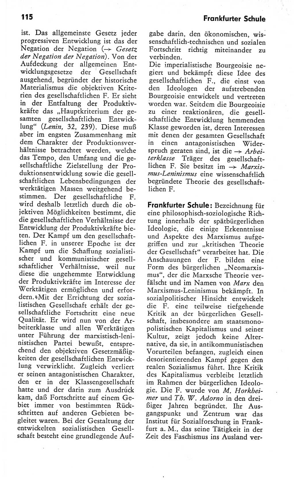 Kleines Wörterbuch der marxistisch-leninistischen Philosophie [Deutsche Demokratische Republik (DDR)] 1982, Seite 115 (Kl. Wb. ML Phil. DDR 1982, S. 115)