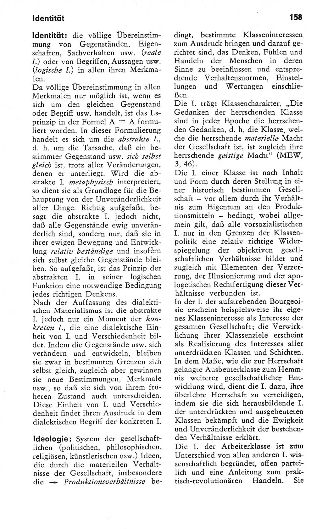 Kleines Wörterbuch der marxistisch-leninistischen Philosophie [Deutsche Demokratische Republik (DDR)] 1982, Seite 158 (Kl. Wb. ML Phil. DDR 1982, S. 158)