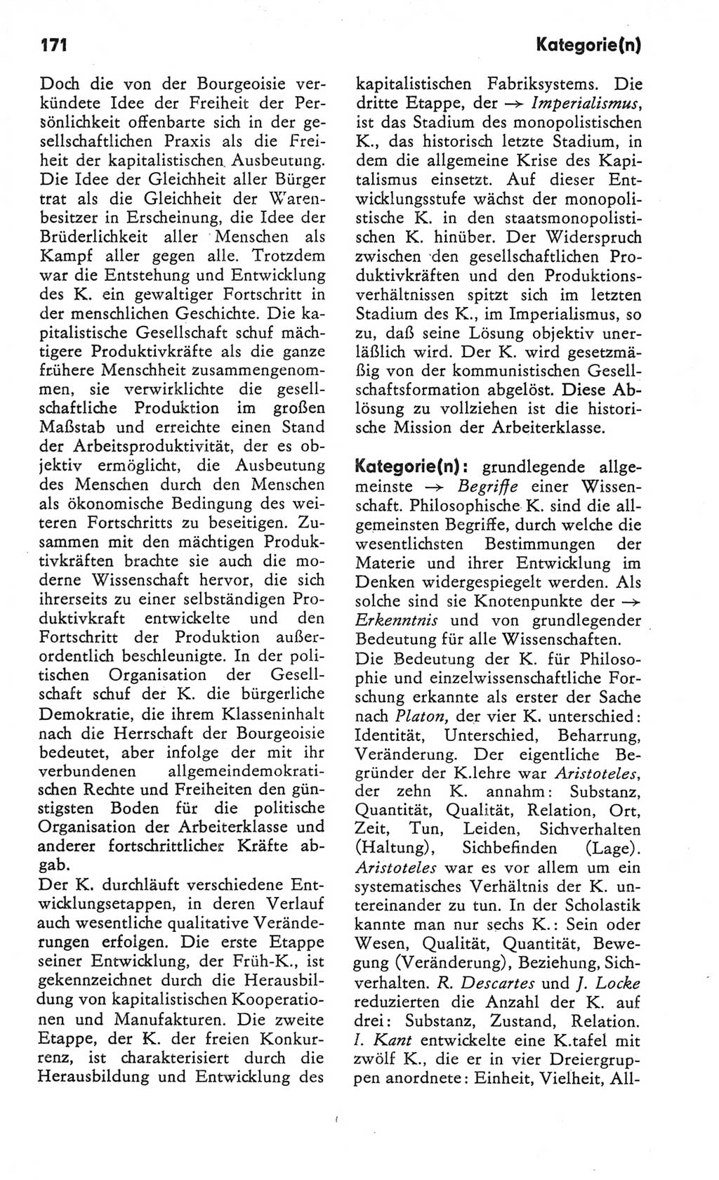 Kleines Wörterbuch der marxistisch-leninistischen Philosophie [Deutsche Demokratische Republik (DDR)] 1982, Seite 171 (Kl. Wb. ML Phil. DDR 1982, S. 171)