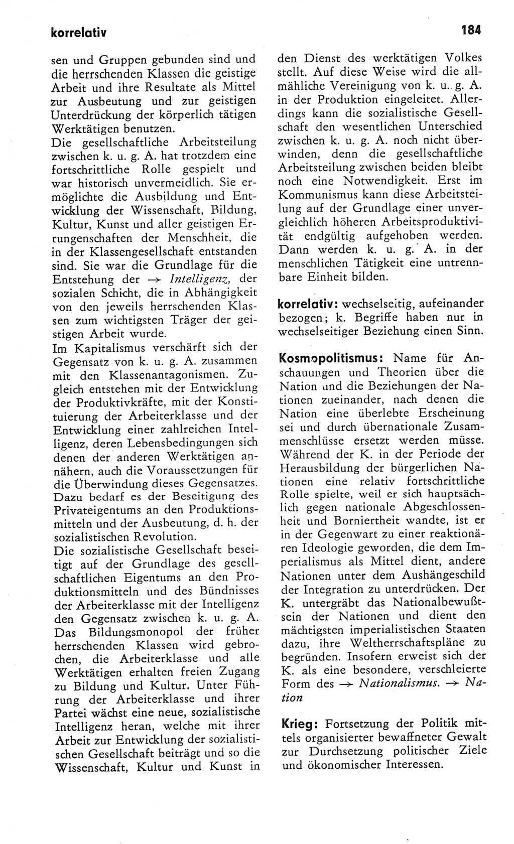 Kleines Wörterbuch der marxistisch-leninistischen Philosophie [Deutsche Demokratische Republik (DDR)] 1982, Seite 184 (Kl. Wb. ML Phil. DDR 1982, S. 184)