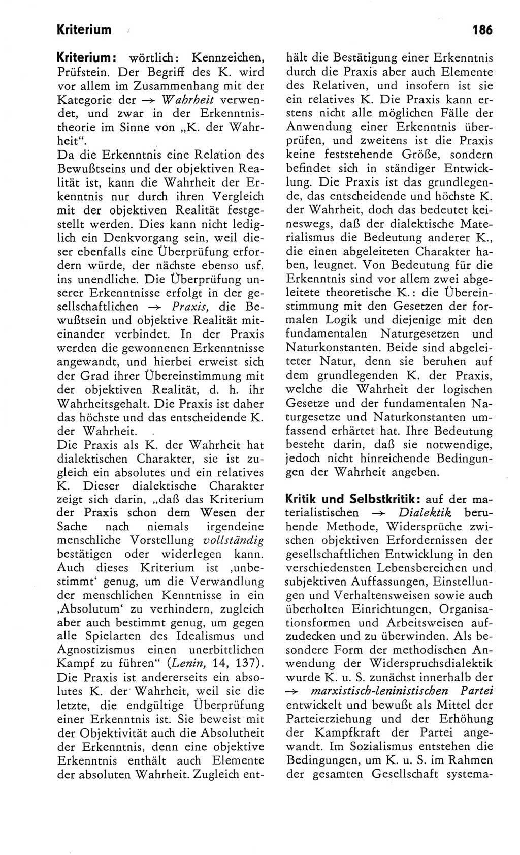 Kleines Wörterbuch der marxistisch-leninistischen Philosophie [Deutsche Demokratische Republik (DDR)] 1982, Seite 186 (Kl. Wb. ML Phil. DDR 1982, S. 186)