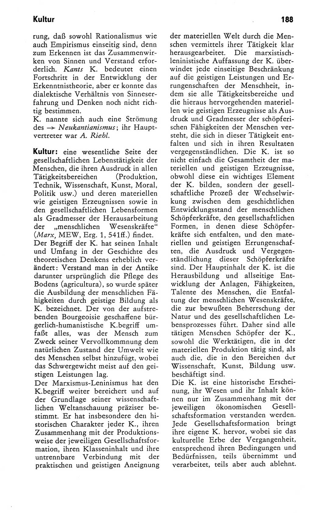 Kleines Wörterbuch der marxistisch-leninistischen Philosophie [Deutsche Demokratische Republik (DDR)] 1982, Seite 188 (Kl. Wb. ML Phil. DDR 1982, S. 188)