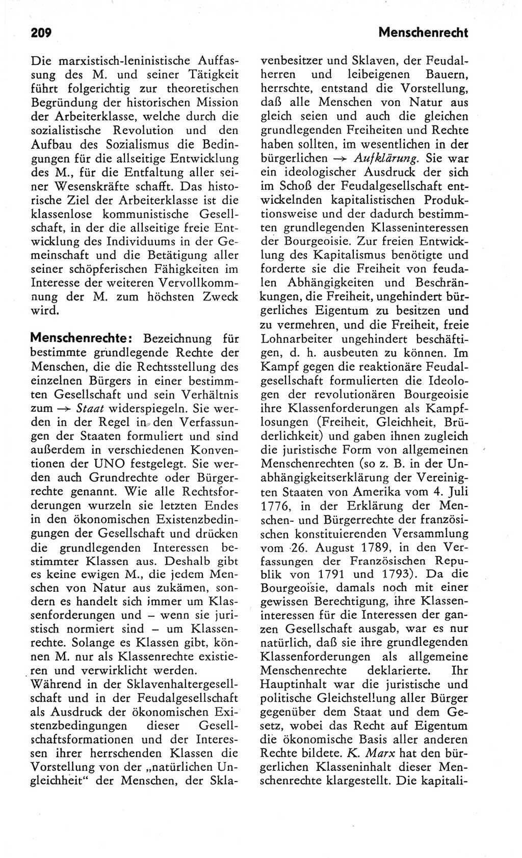 Kleines Wörterbuch der marxistisch-leninistischen Philosophie [Deutsche Demokratische Republik (DDR)] 1982, Seite 209 (Kl. Wb. ML Phil. DDR 1982, S. 209)