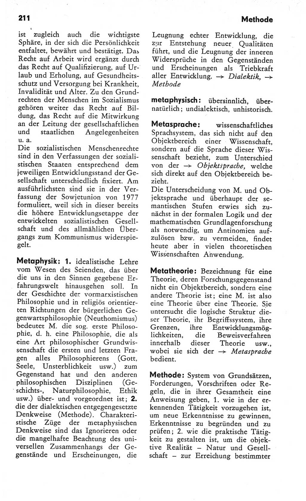 Kleines Wörterbuch der marxistisch-leninistischen Philosophie [Deutsche Demokratische Republik (DDR)] 1982, Seite 211 (Kl. Wb. ML Phil. DDR 1982, S. 211)