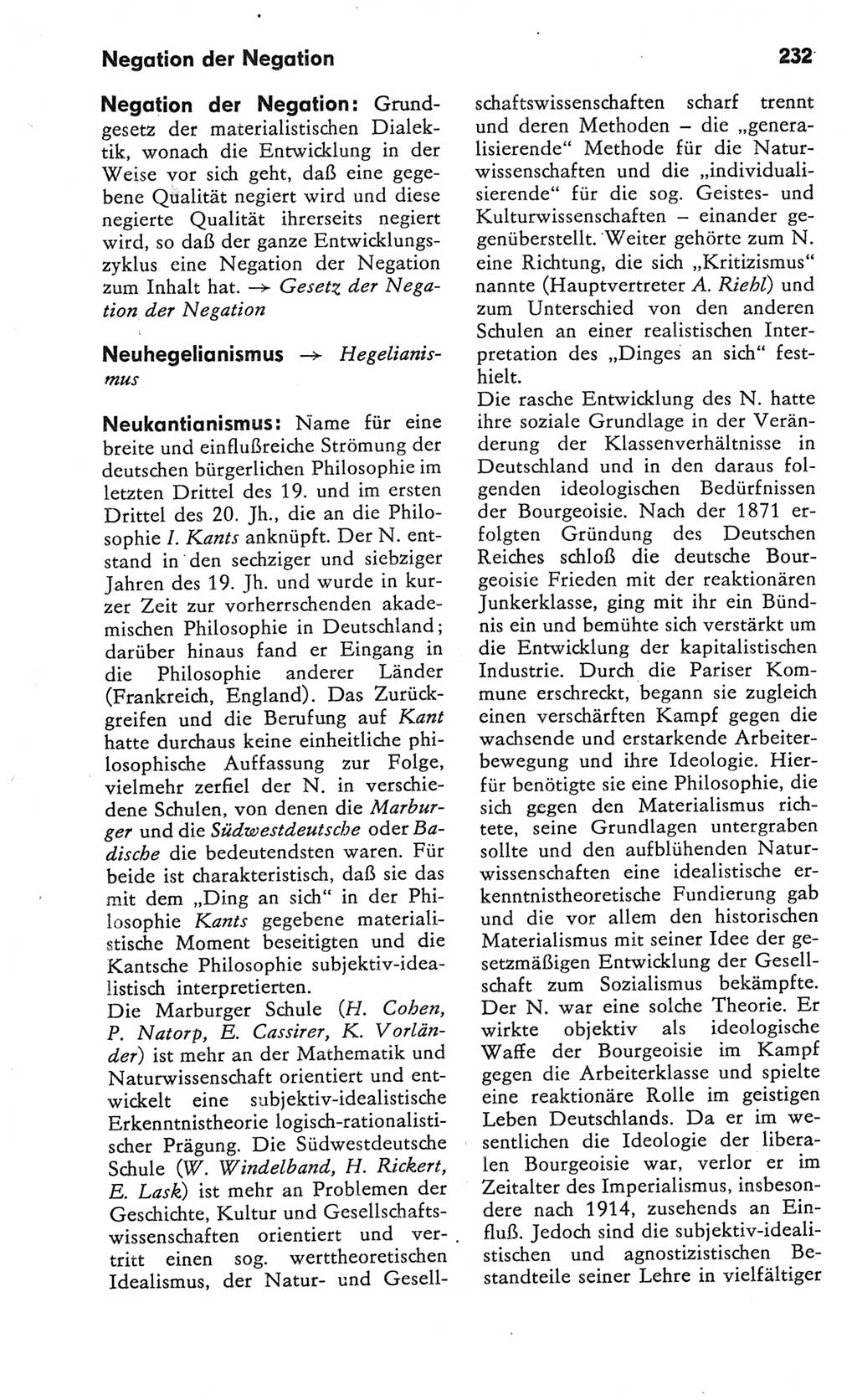 Kleines Wörterbuch der marxistisch-leninistischen Philosophie [Deutsche Demokratische Republik (DDR)] 1982, Seite 232 (Kl. Wb. ML Phil. DDR 1982, S. 232)