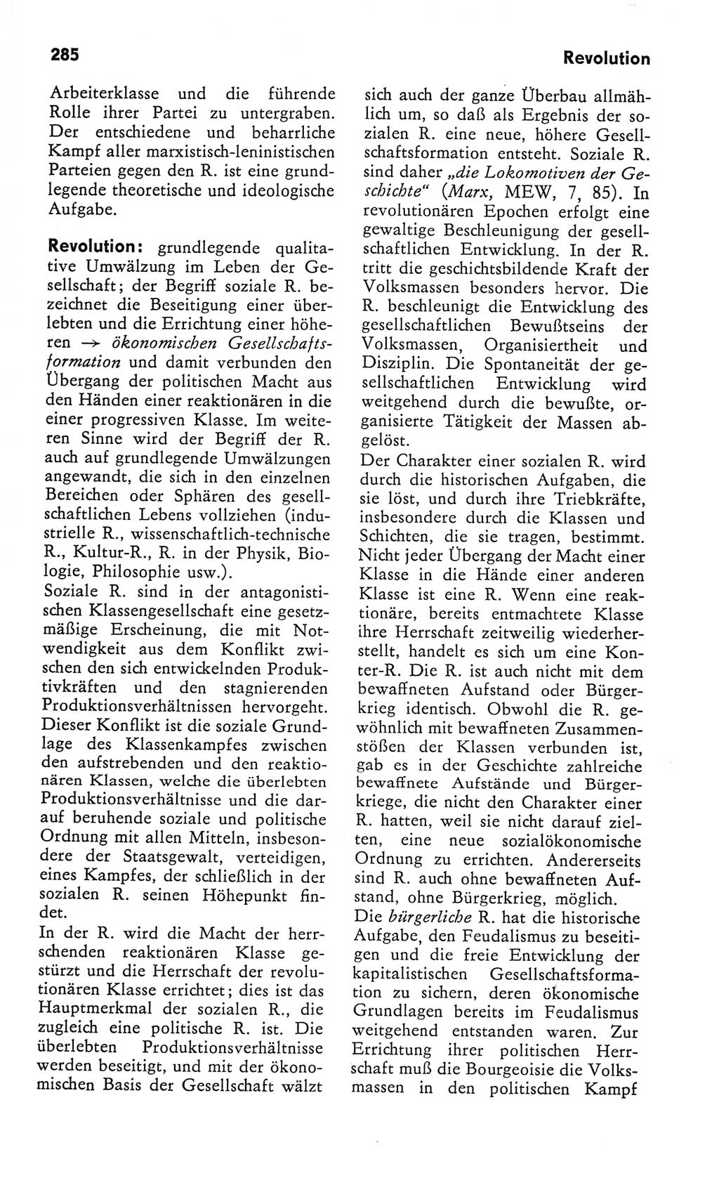 Kleines Wörterbuch der marxistisch-leninistischen Philosophie [Deutsche Demokratische Republik (DDR)] 1982, Seite 285 (Kl. Wb. ML Phil. DDR 1982, S. 285)