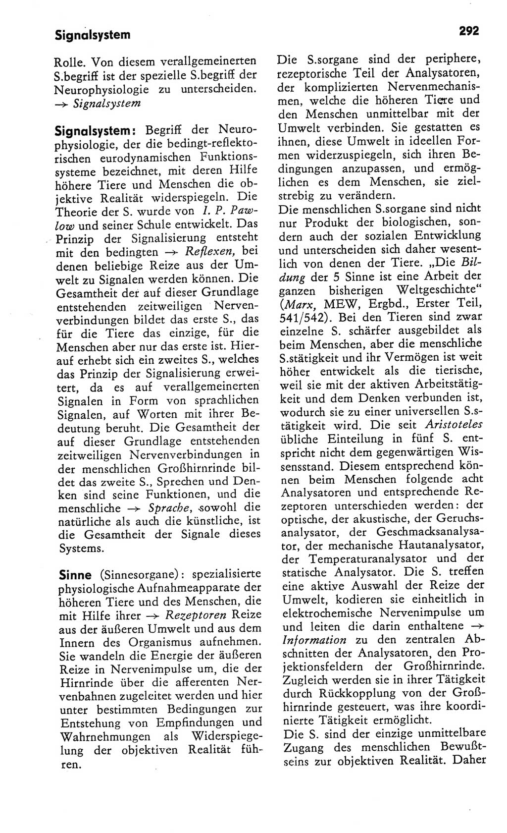 Kleines Wörterbuch der marxistisch-leninistischen Philosophie [Deutsche Demokratische Republik (DDR)] 1982, Seite 292 (Kl. Wb. ML Phil. DDR 1982, S. 292)