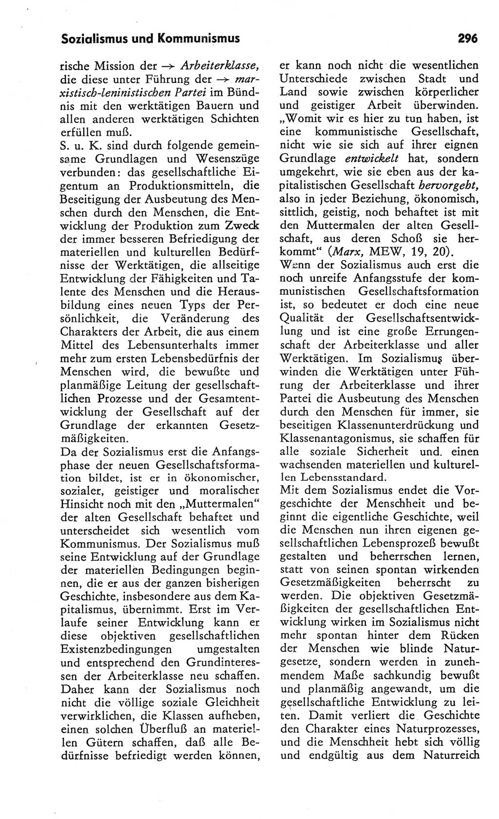 Kleines Wörterbuch der marxistisch-leninistischen Philosophie [Deutsche Demokratische Republik (DDR)] 1982, Seite 296 (Kl. Wb. ML Phil. DDR 1982, S. 296)