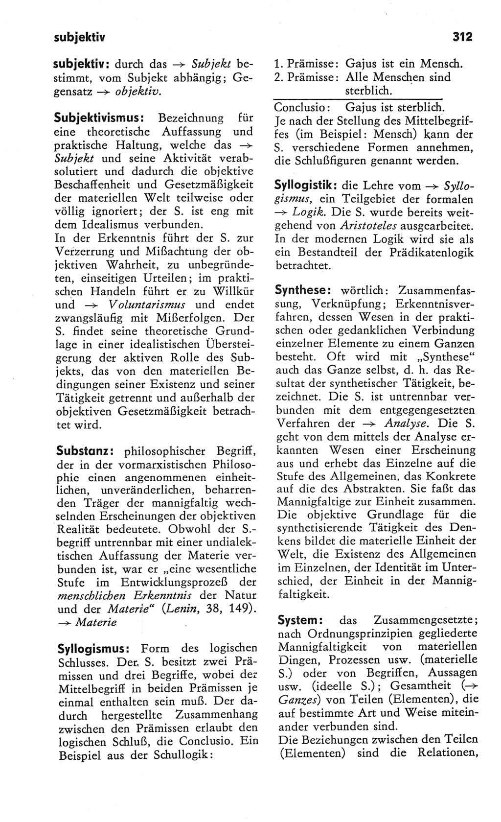 Kleines Wörterbuch der marxistisch-leninistischen Philosophie [Deutsche Demokratische Republik (DDR)] 1982, Seite 312 (Kl. Wb. ML Phil. DDR 1982, S. 312)