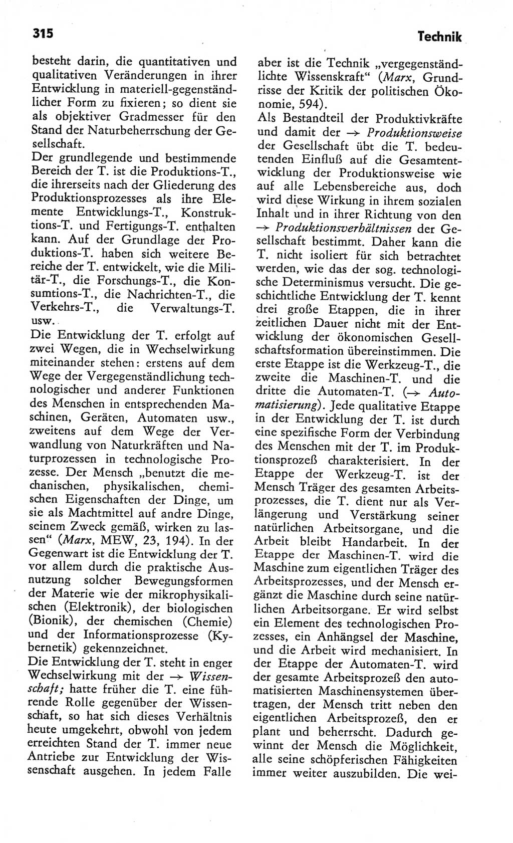 Kleines Wörterbuch der marxistisch-leninistischen Philosophie [Deutsche Demokratische Republik (DDR)] 1982, Seite 315 (Kl. Wb. ML Phil. DDR 1982, S. 315)