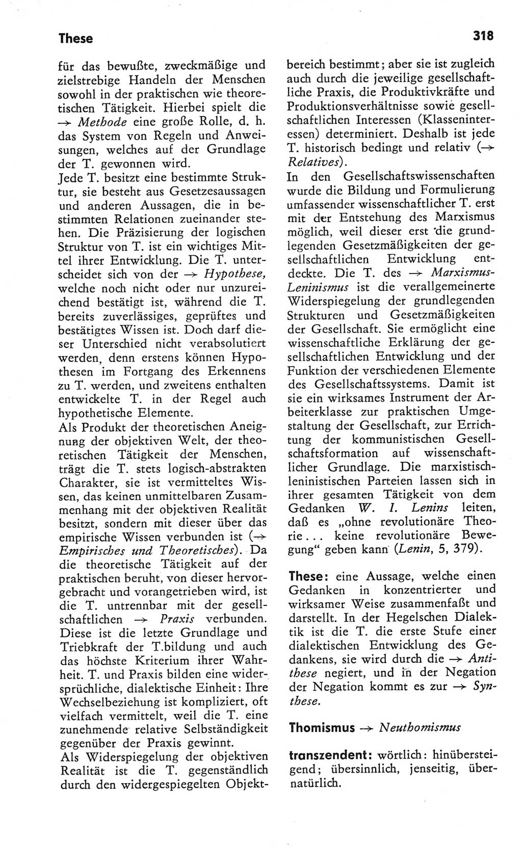 Kleines Wörterbuch der marxistisch-leninistischen Philosophie [Deutsche Demokratische Republik (DDR)] 1982, Seite 318 (Kl. Wb. ML Phil. DDR 1982, S. 318)