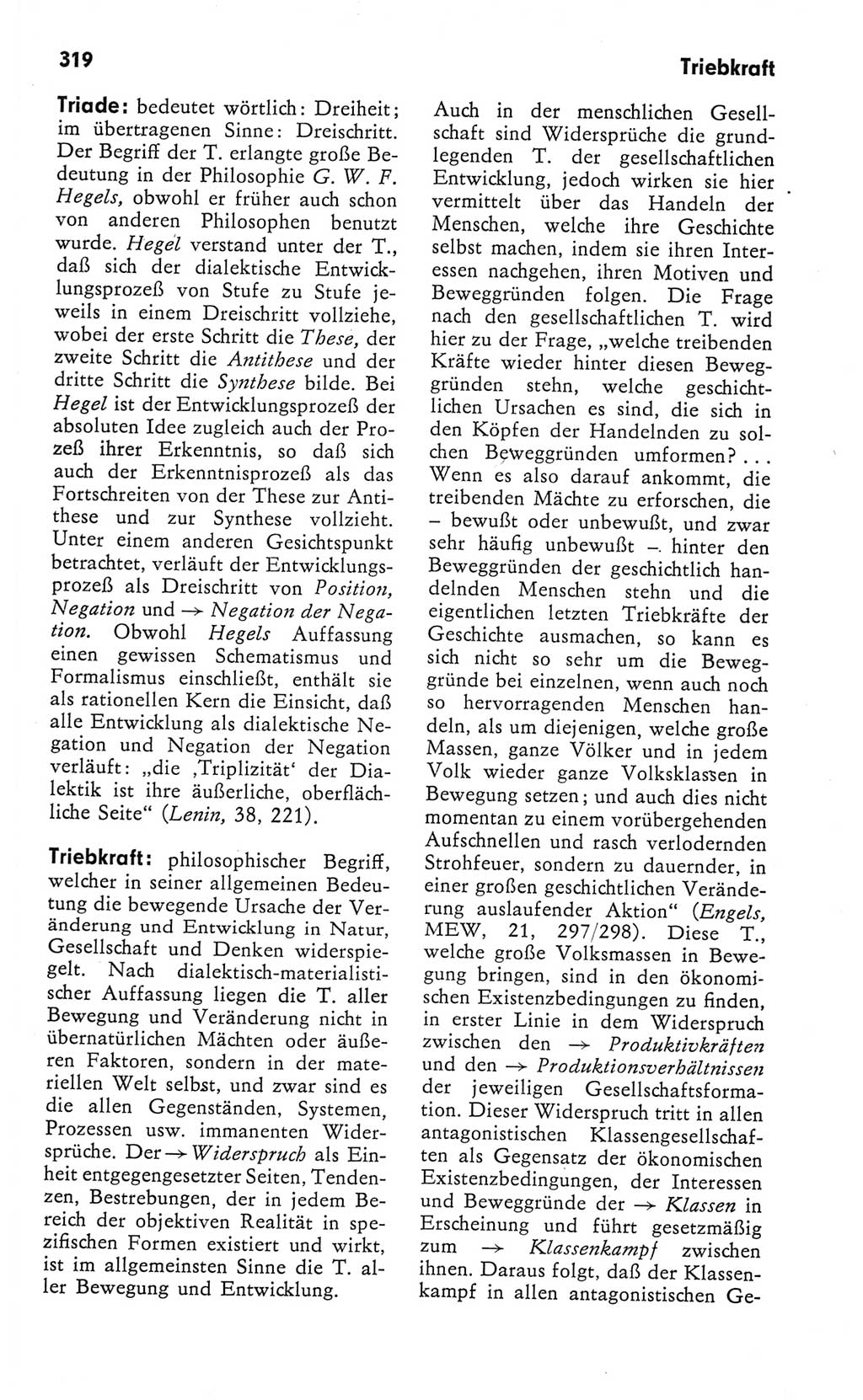 Kleines Wörterbuch der marxistisch-leninistischen Philosophie [Deutsche Demokratische Republik (DDR)] 1982, Seite 319 (Kl. Wb. ML Phil. DDR 1982, S. 319)