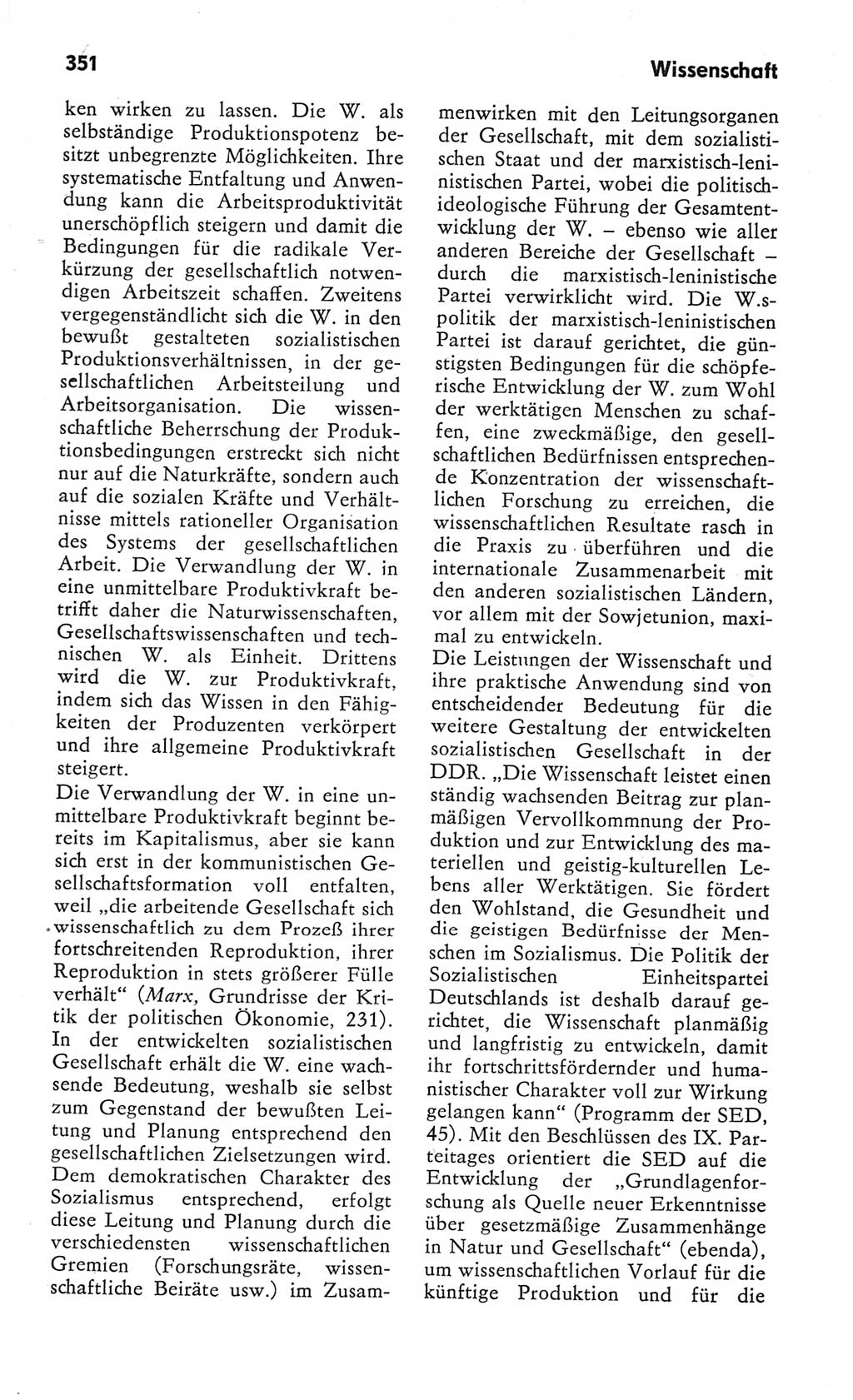 Kleines Wörterbuch der marxistisch-leninistischen Philosophie [Deutsche Demokratische Republik (DDR)] 1982, Seite 351 (Kl. Wb. ML Phil. DDR 1982, S. 351)
