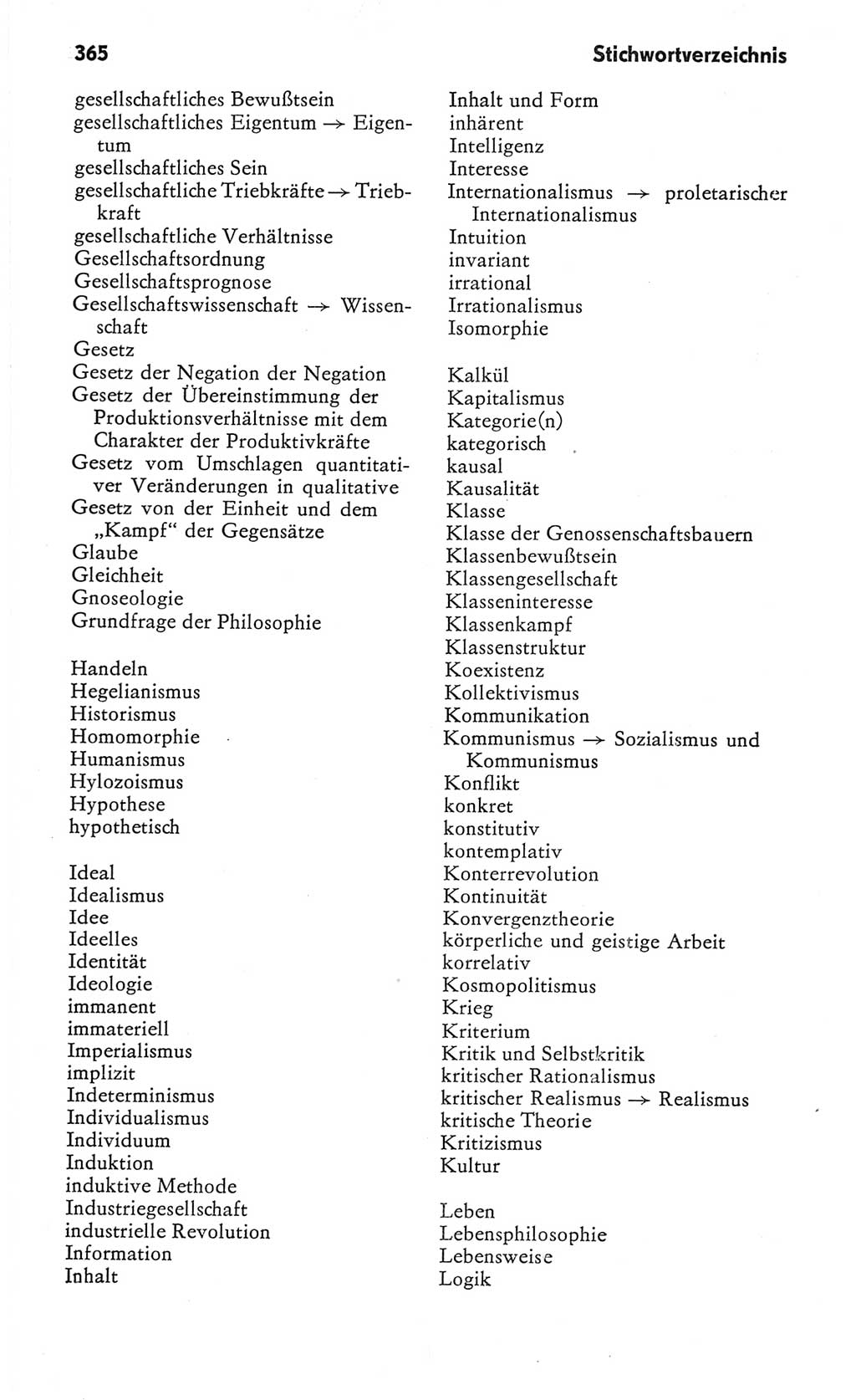 Kleines Wörterbuch der marxistisch-leninistischen Philosophie [Deutsche Demokratische Republik (DDR)] 1982, Seite 365 (Kl. Wb. ML Phil. DDR 1982, S. 365)