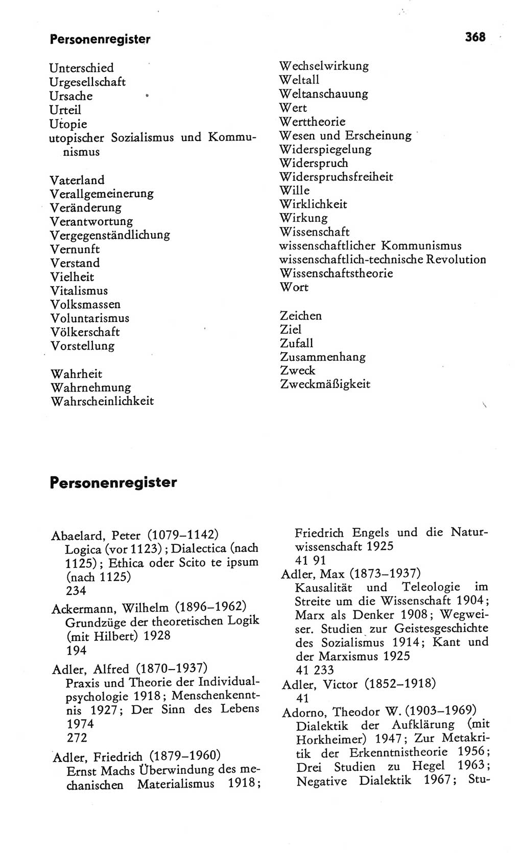 Kleines Wörterbuch der marxistisch-leninistischen Philosophie [Deutsche Demokratische Republik (DDR)] 1982, Seite 368 (Kl. Wb. ML Phil. DDR 1982, S. 368)