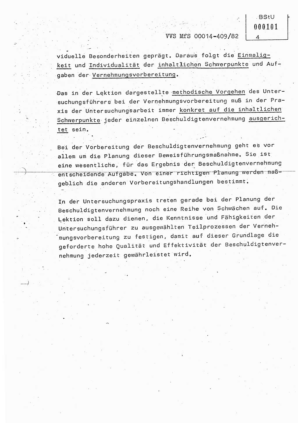 Lektion Ministerium für Staatssicherheit (MfS) [Deutsche Demokratische Republik (DDR)], Hauptabteilung (HA) Ⅸ, Vertrauliche Verschlußsache (VVS) o014-409/82, Berlin 1982, Seite 4 (Lekt. MfS DDR HA Ⅸ VVS o014-409/82 1982, S. 4)