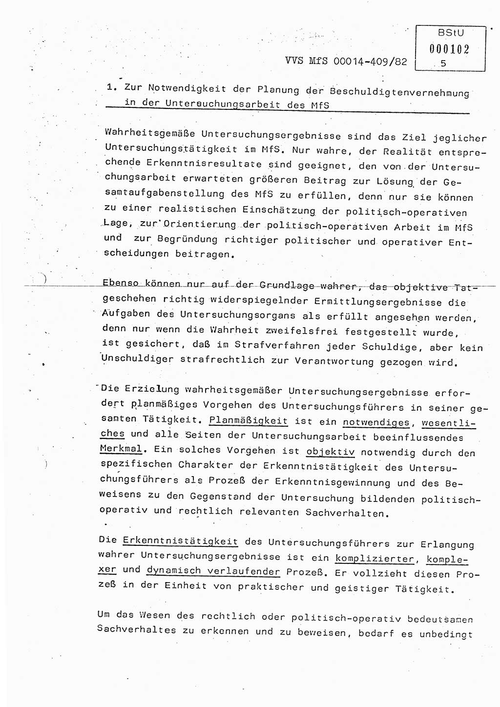 Lektion Ministerium für Staatssicherheit (MfS) [Deutsche Demokratische Republik (DDR)], Hauptabteilung (HA) Ⅸ, Vertrauliche Verschlußsache (VVS) o014-409/82, Berlin 1982, Seite 5 (Lekt. MfS DDR HA Ⅸ VVS o014-409/82 1982, S. 5)