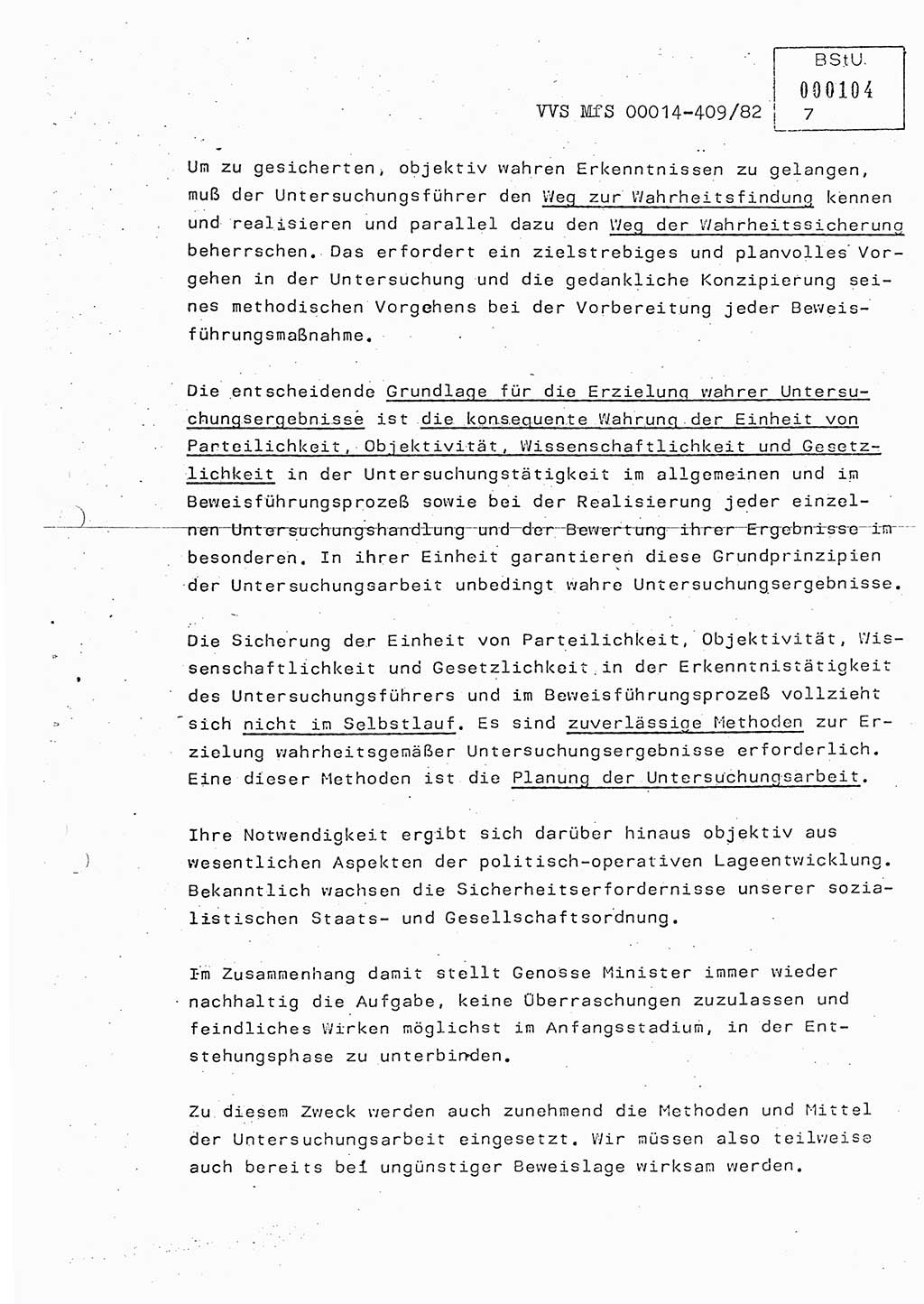 Lektion Ministerium für Staatssicherheit (MfS) [Deutsche Demokratische Republik (DDR)], Hauptabteilung (HA) Ⅸ, Vertrauliche Verschlußsache (VVS) o014-409/82, Berlin 1982, Seite 7 (Lekt. MfS DDR HA Ⅸ VVS o014-409/82 1982, S. 7)