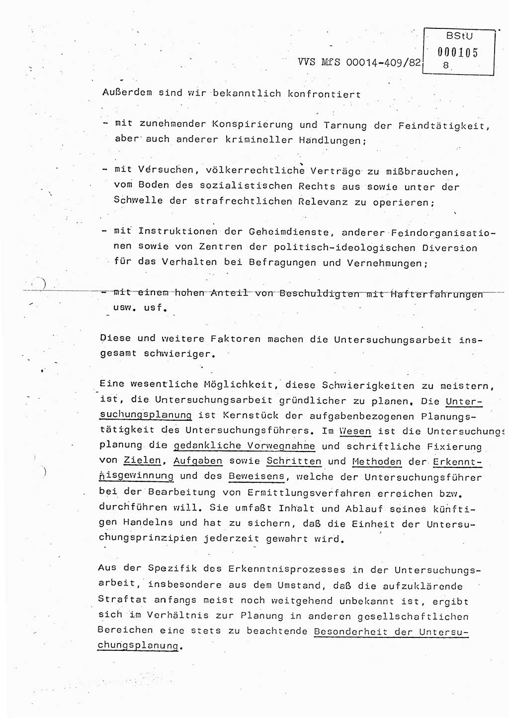 Lektion Ministerium für Staatssicherheit (MfS) [Deutsche Demokratische Republik (DDR)], Hauptabteilung (HA) Ⅸ, Vertrauliche Verschlußsache (VVS) o014-409/82, Berlin 1982, Seite 8 (Lekt. MfS DDR HA Ⅸ VVS o014-409/82 1982, S. 8)
