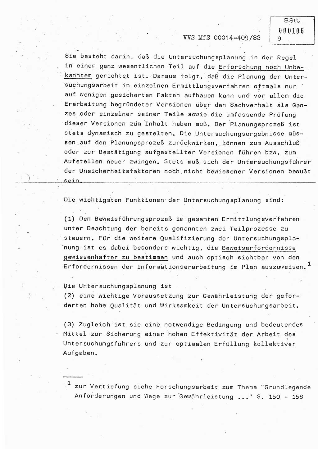 Lektion Ministerium für Staatssicherheit (MfS) [Deutsche Demokratische Republik (DDR)], Hauptabteilung (HA) Ⅸ, Vertrauliche Verschlußsache (VVS) o014-409/82, Berlin 1982, Seite 9 (Lekt. MfS DDR HA Ⅸ VVS o014-409/82 1982, S. 9)