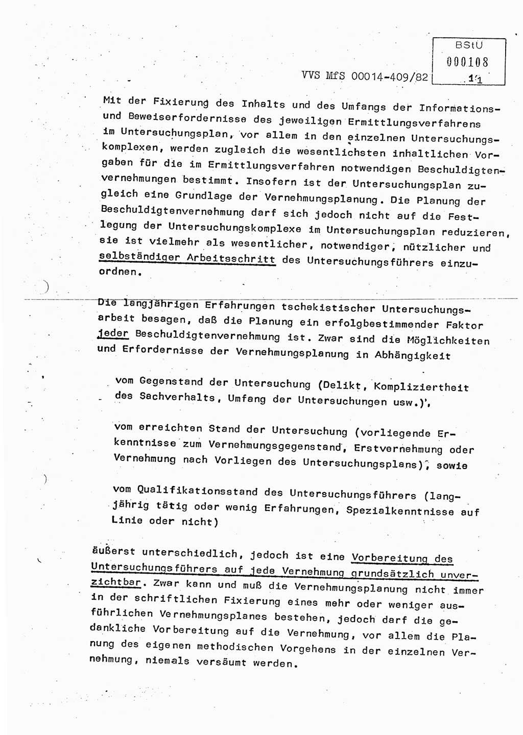 Lektion Ministerium für Staatssicherheit (MfS) [Deutsche Demokratische Republik (DDR)], Hauptabteilung (HA) Ⅸ, Vertrauliche Verschlußsache (VVS) o014-409/82, Berlin 1982, Seite 11 (Lekt. MfS DDR HA Ⅸ VVS o014-409/82 1982, S. 11)