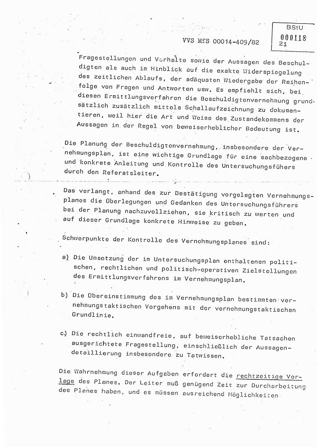 Lektion Ministerium für Staatssicherheit (MfS) [Deutsche Demokratische Republik (DDR)], Hauptabteilung (HA) Ⅸ, Vertrauliche Verschlußsache (VVS) o014-409/82, Berlin 1982, Seite 21 (Lekt. MfS DDR HA Ⅸ VVS o014-409/82 1982, S. 21)