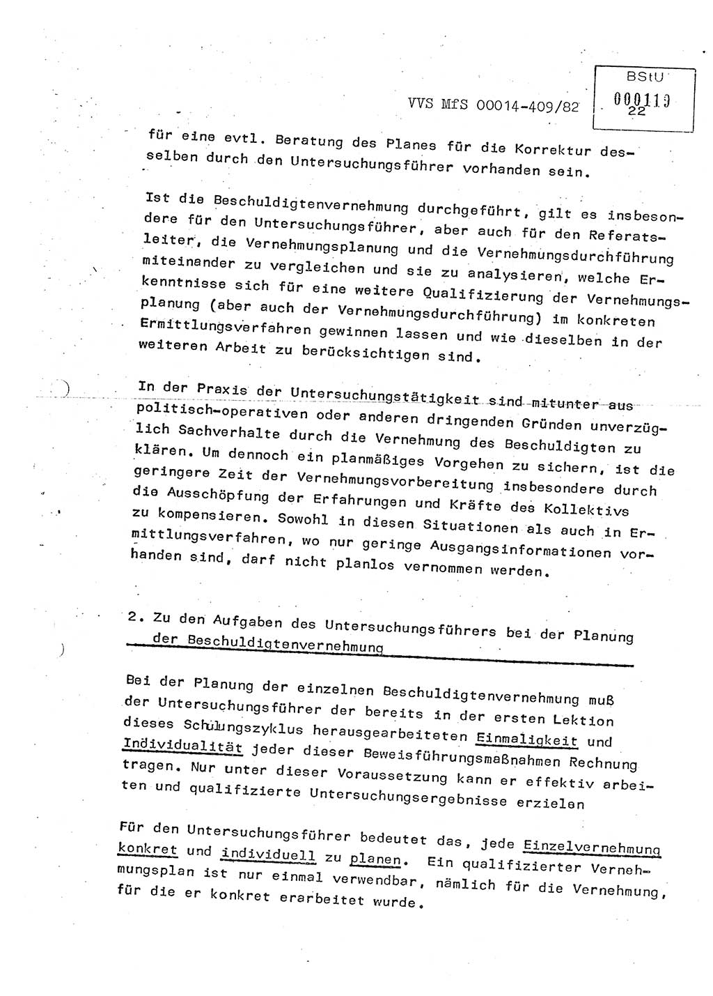 Lektion Ministerium für Staatssicherheit (MfS) [Deutsche Demokratische Republik (DDR)], Hauptabteilung (HA) Ⅸ, Vertrauliche Verschlußsache (VVS) o014-409/82, Berlin 1982, Seite 22 (Lekt. MfS DDR HA Ⅸ VVS o014-409/82 1982, S. 22)