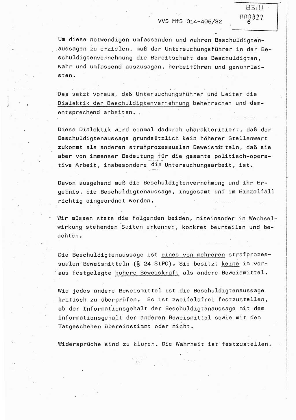 Lektion Ministerium für Staatssicherheit (MfS) [Deutsche Demokratische Republik (DDR)], Hauptabteilung (HA) Ⅸ, Vertrauliche Verschlußsache (VVS) o014-406/82, Berlin 1982, Seite 6 (Lekt. MfS DDR HA Ⅸ VVS o014-406/82 1982, S. 6)