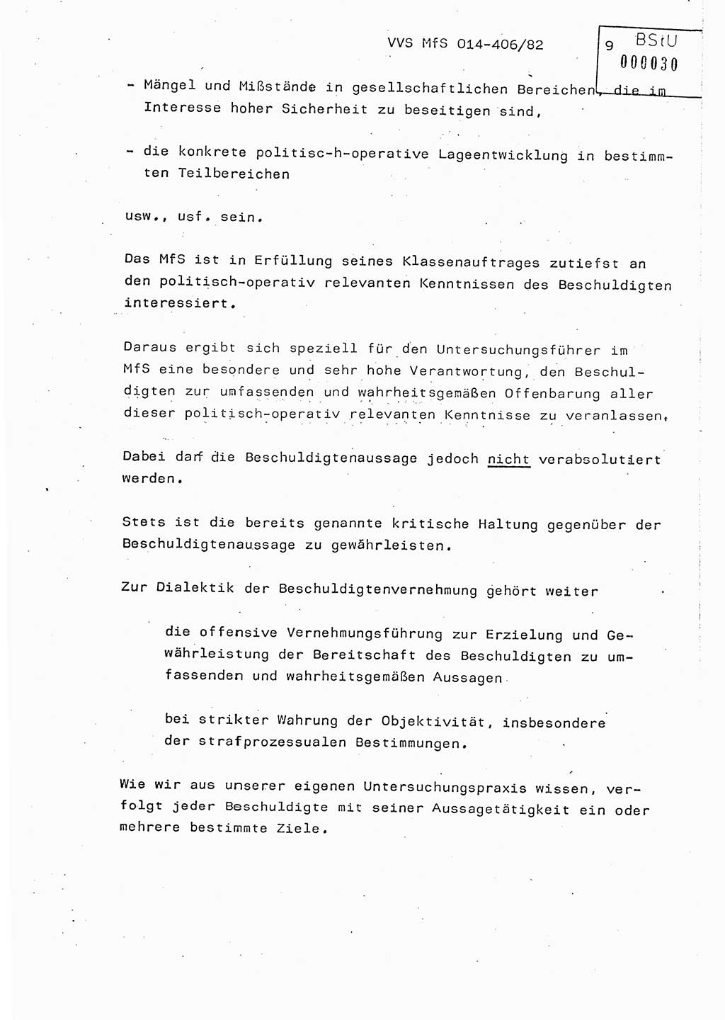 Lektion Ministerium für Staatssicherheit (MfS) [Deutsche Demokratische Republik (DDR)], Hauptabteilung (HA) Ⅸ, Vertrauliche Verschlußsache (VVS) o014-406/82, Berlin 1982, Seite 9 (Lekt. MfS DDR HA Ⅸ VVS o014-406/82 1982, S. 9)