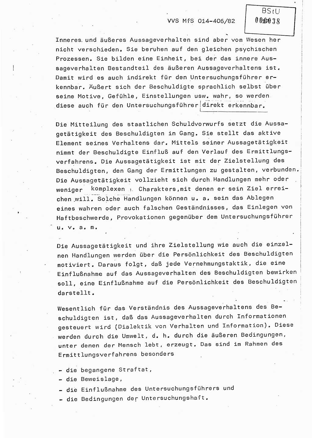 Lektion Ministerium für Staatssicherheit (MfS) [Deutsche Demokratische Republik (DDR)], Hauptabteilung (HA) Ⅸ, Vertrauliche Verschlußsache (VVS) o014-406/82, Berlin 1982, Seite 17 (Lekt. MfS DDR HA Ⅸ VVS o014-406/82 1982, S. 17)