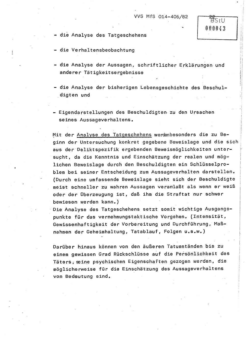 Lektion Ministerium für Staatssicherheit (MfS) [Deutsche Demokratische Republik (DDR)], Hauptabteilung (HA) Ⅸ, Vertrauliche Verschlußsache (VVS) o014-406/82, Berlin 1982, Seite 22 (Lekt. MfS DDR HA Ⅸ VVS o014-406/82 1982, S. 22)