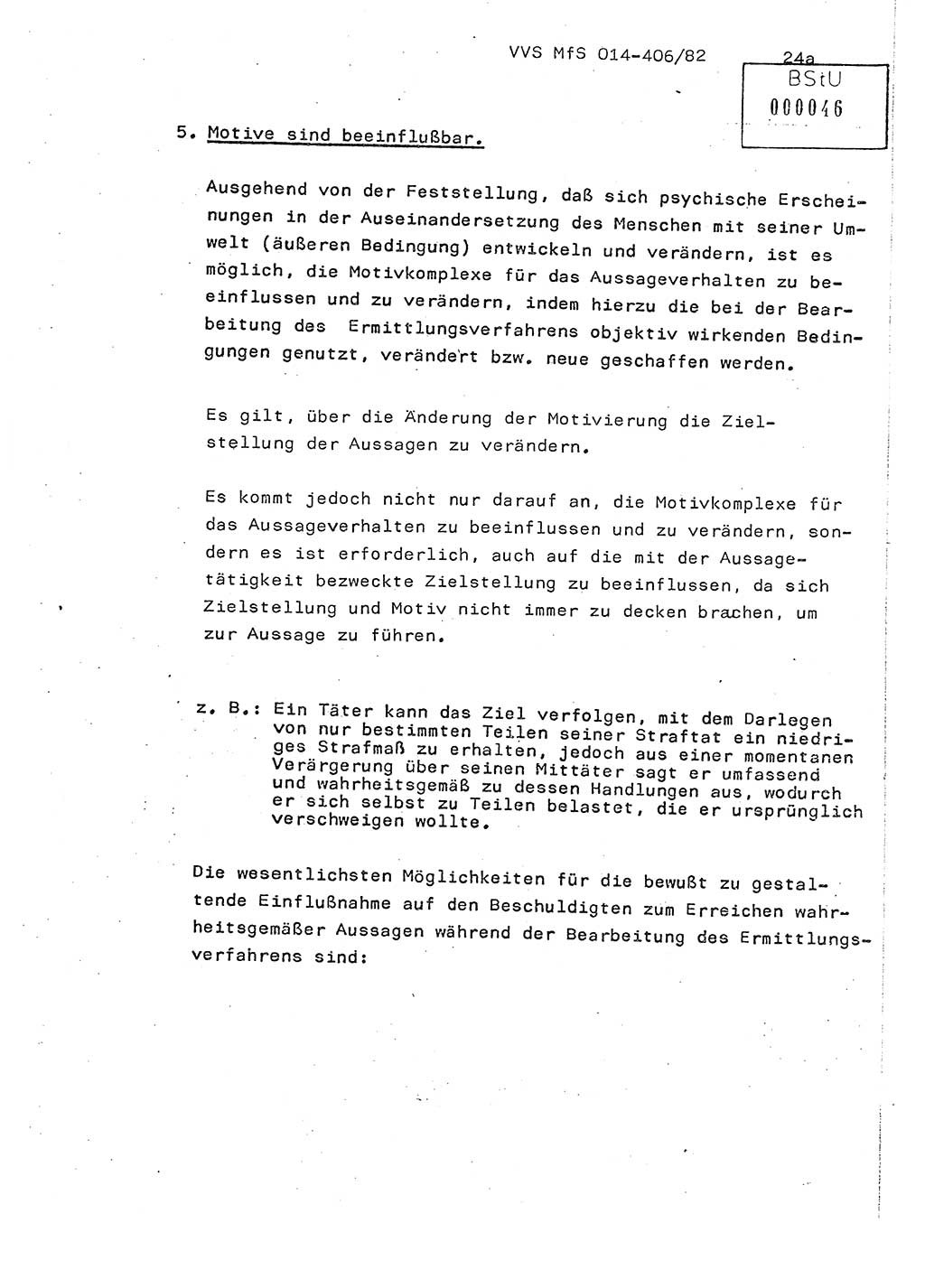 Lektion Ministerium für Staatssicherheit (MfS) [Deutsche Demokratische Republik (DDR)], Hauptabteilung (HA) Ⅸ, Vertrauliche Verschlußsache (VVS) o014-406/82, Berlin 1982, Seite 24/1 (Lekt. MfS DDR HA Ⅸ VVS o014-406/82 1982, S. 24/1)