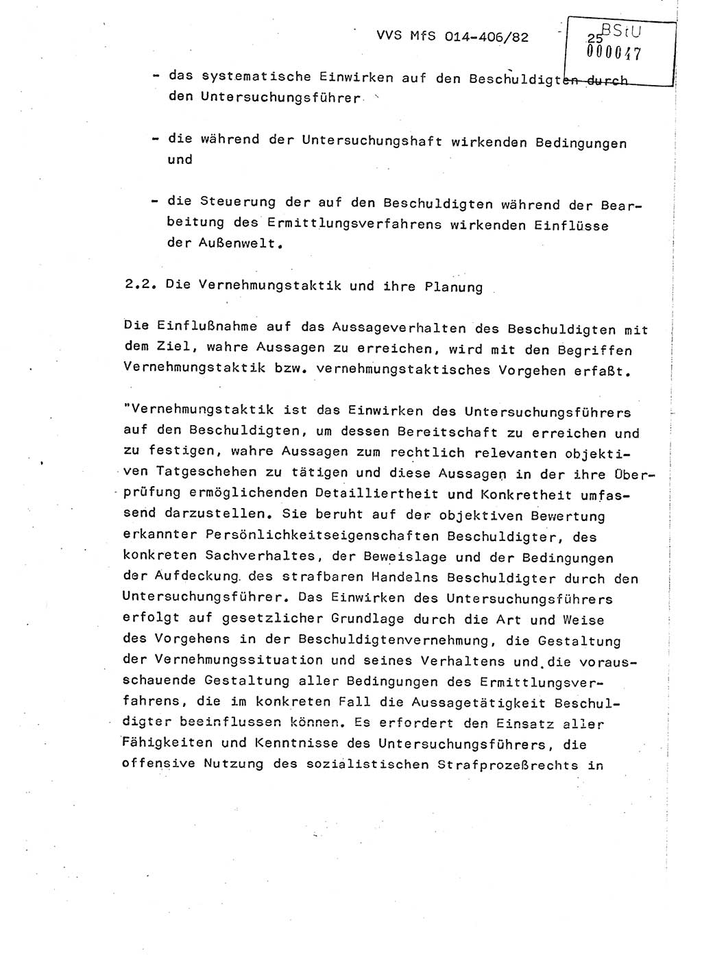 Lektion Ministerium für Staatssicherheit (MfS) [Deutsche Demokratische Republik (DDR)], Hauptabteilung (HA) Ⅸ, Vertrauliche Verschlußsache (VVS) o014-406/82, Berlin 1982, Seite 25 (Lekt. MfS DDR HA Ⅸ VVS o014-406/82 1982, S. 25)