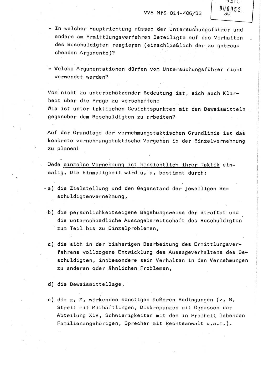 Lektion Ministerium für Staatssicherheit (MfS) [Deutsche Demokratische Republik (DDR)], Hauptabteilung (HA) Ⅸ, Vertrauliche Verschlußsache (VVS) o014-406/82, Berlin 1982, Seite 30 (Lekt. MfS DDR HA Ⅸ VVS o014-406/82 1982, S. 30)