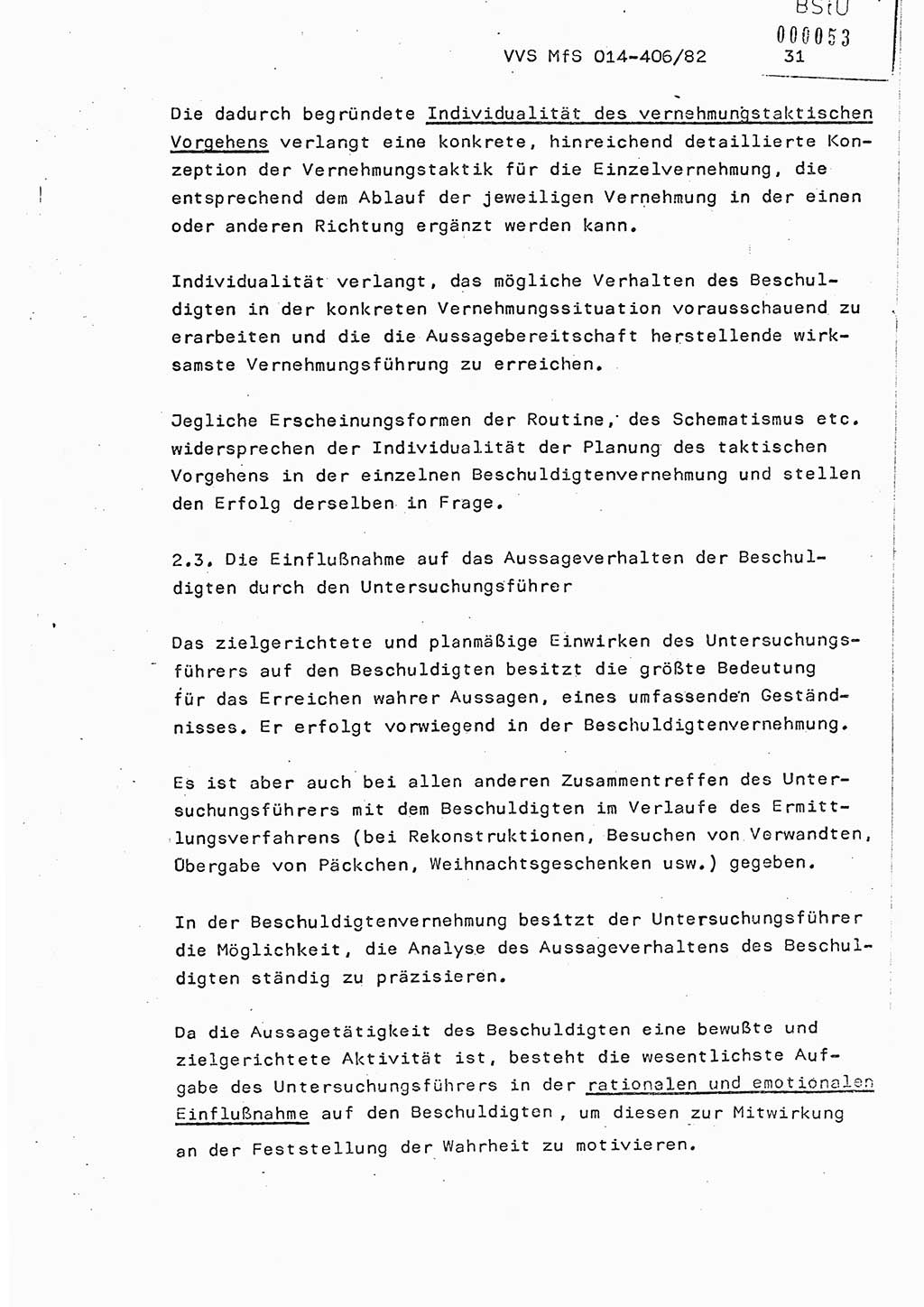 Lektion Ministerium für Staatssicherheit (MfS) [Deutsche Demokratische Republik (DDR)], Hauptabteilung (HA) Ⅸ, Vertrauliche Verschlußsache (VVS) o014-406/82, Berlin 1982, Seite 31 (Lekt. MfS DDR HA Ⅸ VVS o014-406/82 1982, S. 31)