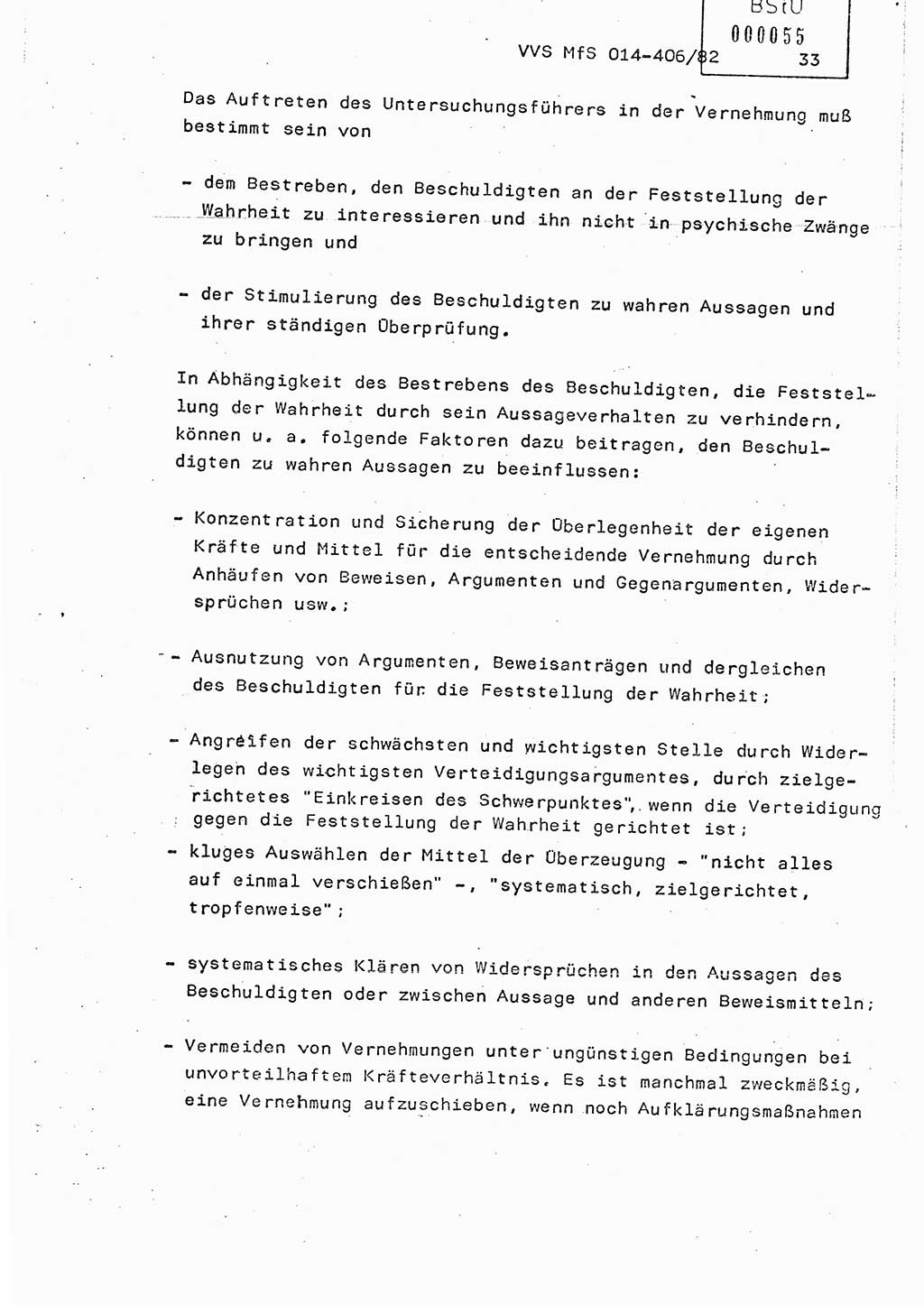Lektion Ministerium für Staatssicherheit (MfS) [Deutsche Demokratische Republik (DDR)], Hauptabteilung (HA) Ⅸ, Vertrauliche Verschlußsache (VVS) o014-406/82, Berlin 1982, Seite 33 (Lekt. MfS DDR HA Ⅸ VVS o014-406/82 1982, S. 33)