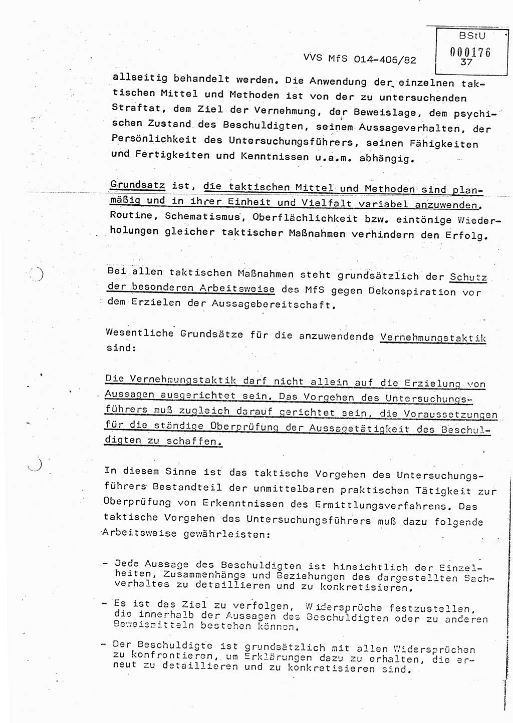 Lektion Ministerium für Staatssicherheit (MfS) [Deutsche Demokratische Republik (DDR)], Hauptabteilung (HA) Ⅸ, Vertrauliche Verschlußsache (VVS) o014-406/82, Berlin 1982, Seite 37 (Lekt. MfS DDR HA Ⅸ VVS o014-406/82 1982, S. 37)