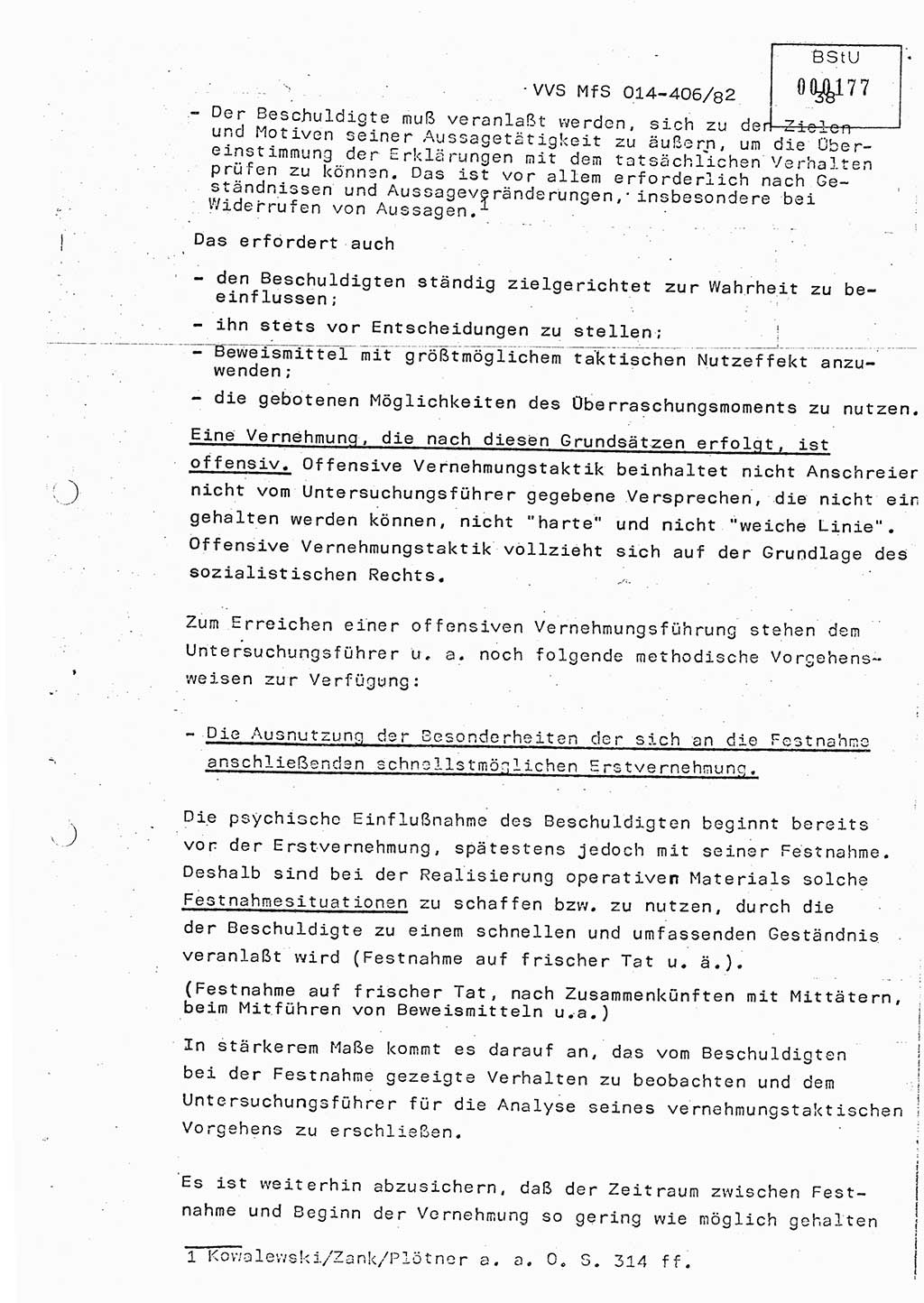 Lektion Ministerium für Staatssicherheit (MfS) [Deutsche Demokratische Republik (DDR)], Hauptabteilung (HA) Ⅸ, Vertrauliche Verschlußsache (VVS) o014-406/82, Berlin 1982, Seite 38 (Lekt. MfS DDR HA Ⅸ VVS o014-406/82 1982, S. 38)