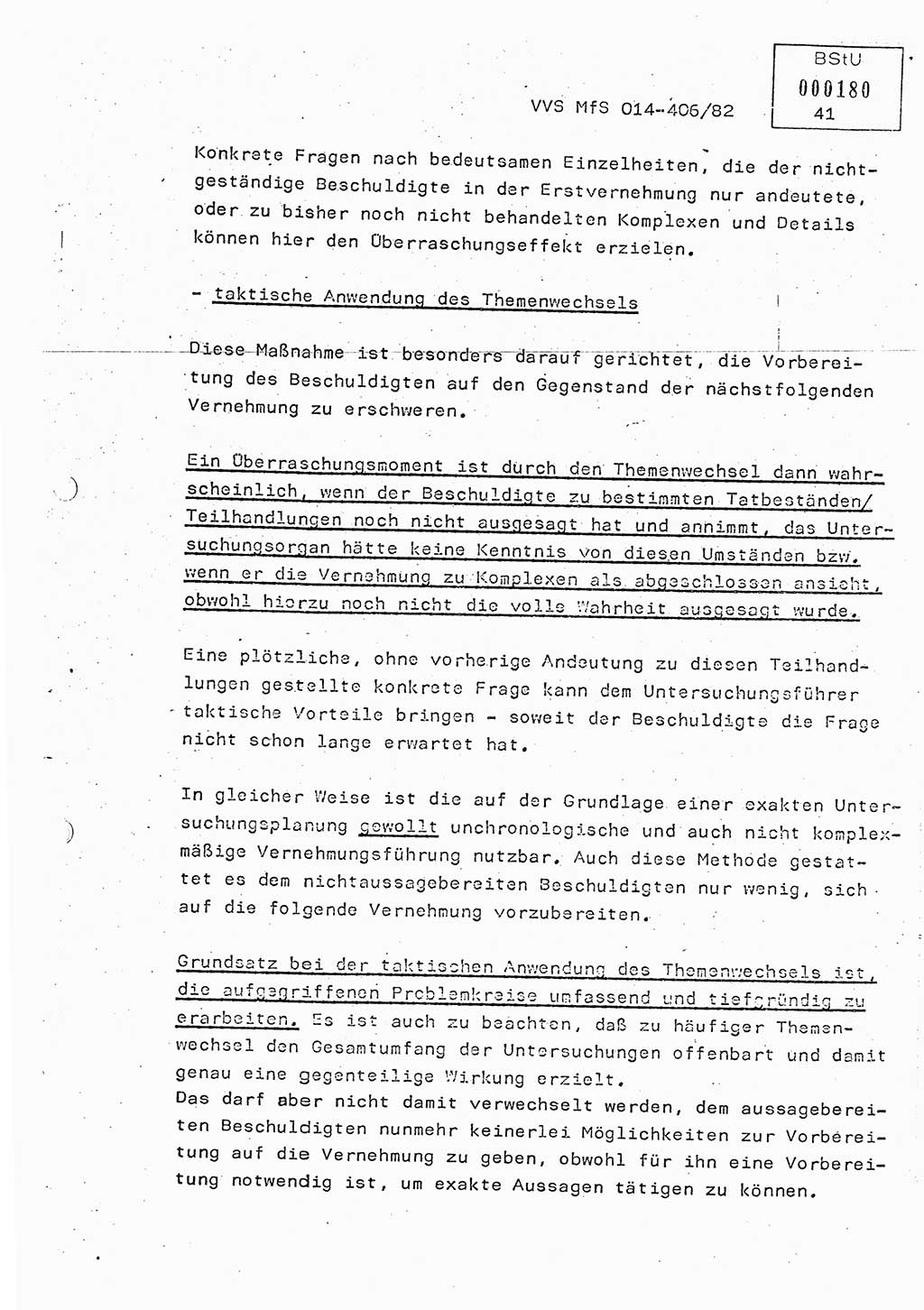 Lektion Ministerium für Staatssicherheit (MfS) [Deutsche Demokratische Republik (DDR)], Hauptabteilung (HA) Ⅸ, Vertrauliche Verschlußsache (VVS) o014-406/82, Berlin 1982, Seite 41 (Lekt. MfS DDR HA Ⅸ VVS o014-406/82 1982, S. 41)