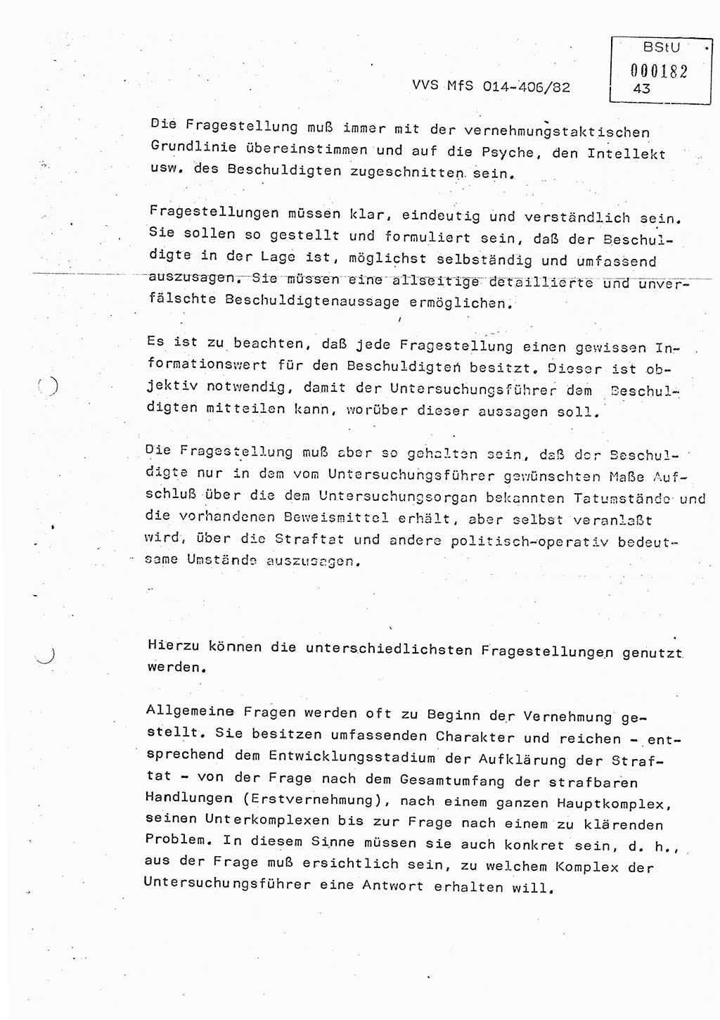 Lektion Ministerium für Staatssicherheit (MfS) [Deutsche Demokratische Republik (DDR)], Hauptabteilung (HA) Ⅸ, Vertrauliche Verschlußsache (VVS) o014-406/82, Berlin 1982, Seite 43 (Lekt. MfS DDR HA Ⅸ VVS o014-406/82 1982, S. 43)