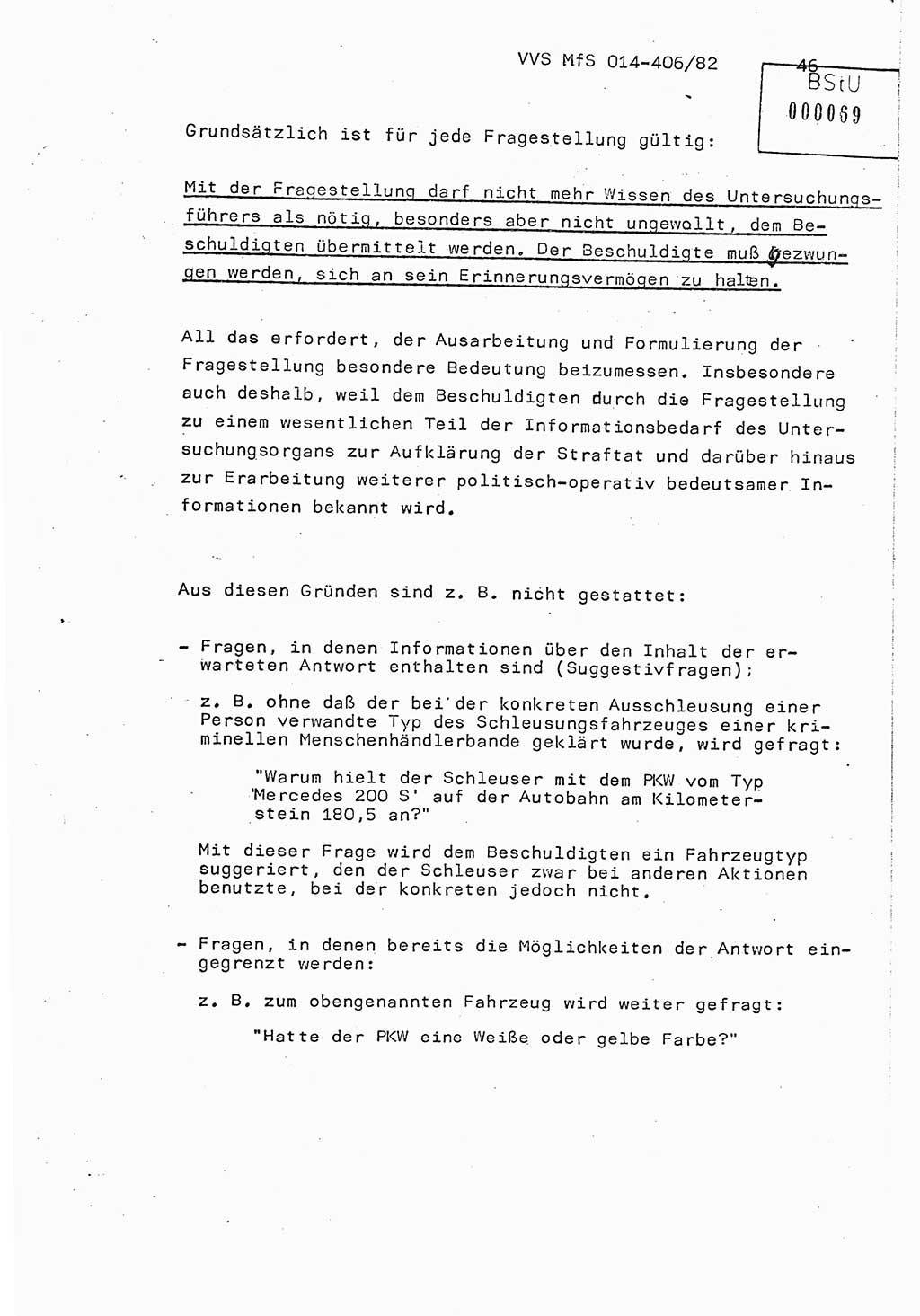 Lektion Ministerium für Staatssicherheit (MfS) [Deutsche Demokratische Republik (DDR)], Hauptabteilung (HA) Ⅸ, Vertrauliche Verschlußsache (VVS) o014-406/82, Berlin 1982, Seite 46 (Lekt. MfS DDR HA Ⅸ VVS o014-406/82 1982, S. 46)