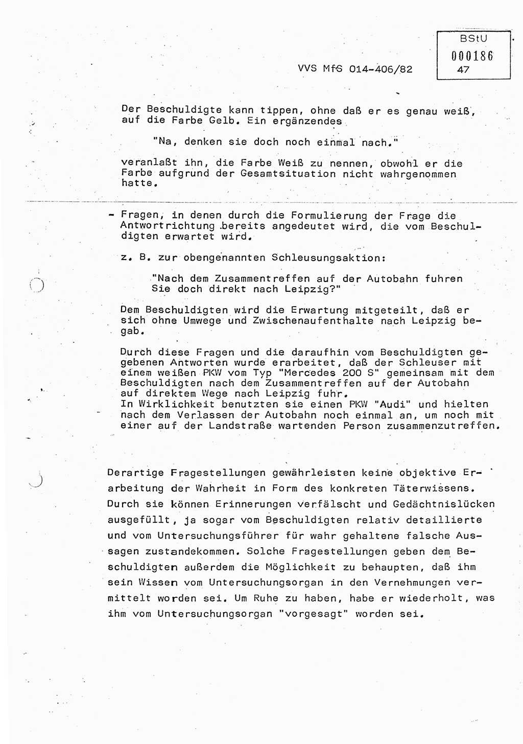 Lektion Ministerium für Staatssicherheit (MfS) [Deutsche Demokratische Republik (DDR)], Hauptabteilung (HA) Ⅸ, Vertrauliche Verschlußsache (VVS) o014-406/82, Berlin 1982, Seite 47 (Lekt. MfS DDR HA Ⅸ VVS o014-406/82 1982, S. 47)