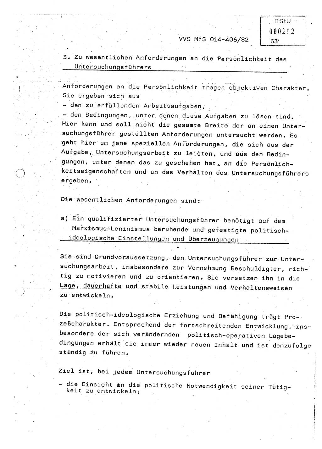 Lektion Ministerium für Staatssicherheit (MfS) [Deutsche Demokratische Republik (DDR)], Hauptabteilung (HA) Ⅸ, Vertrauliche Verschlußsache (VVS) o014-406/82, Berlin 1982, Seite 63 (Lekt. MfS DDR HA Ⅸ VVS o014-406/82 1982, S. 63)