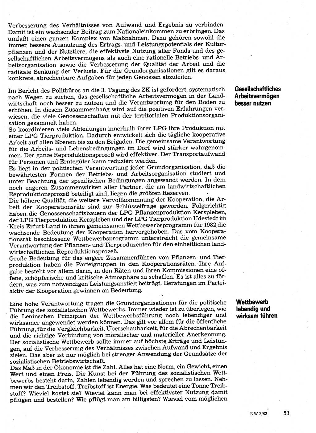 Neuer Weg (NW), Organ des Zentralkomitees (ZK) der SED (Sozialistische Einheitspartei Deutschlands) für Fragen des Parteilebens, 37. Jahrgang [Deutsche Demokratische Republik (DDR)] 1982, Seite 53 (NW ZK SED DDR 1982, S. 53)