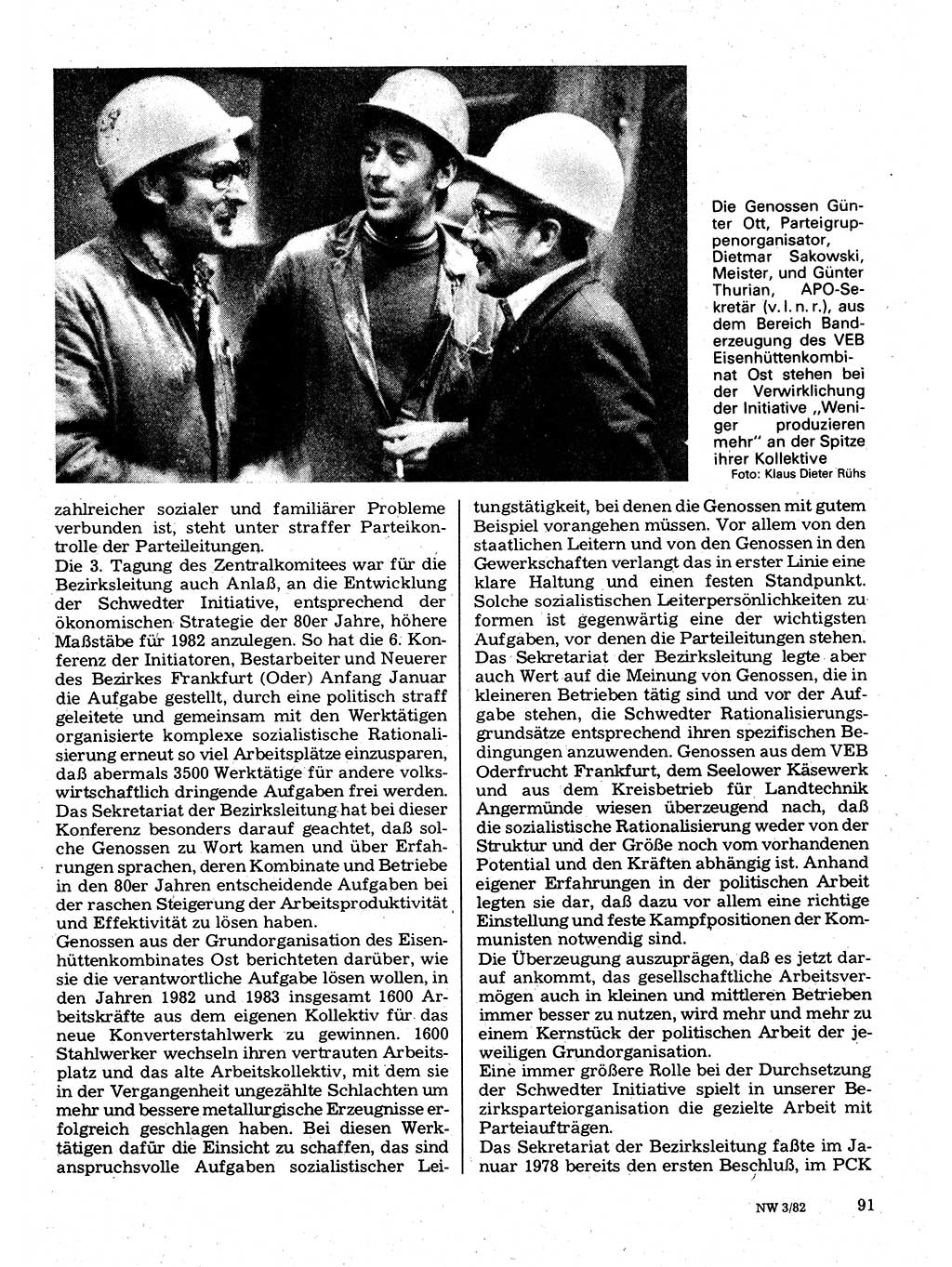 Neuer Weg (NW), Organ des Zentralkomitees (ZK) der SED (Sozialistische Einheitspartei Deutschlands) für Fragen des Parteilebens, 37. Jahrgang [Deutsche Demokratische Republik (DDR)] 1982, Seite 91 (NW ZK SED DDR 1982, S. 91)